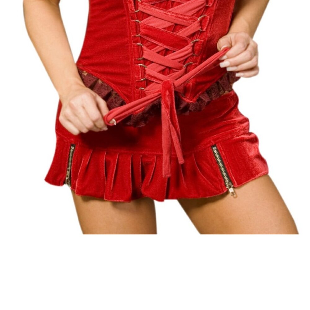 NEW Velvet Micro Mini Skirt Red Size Small